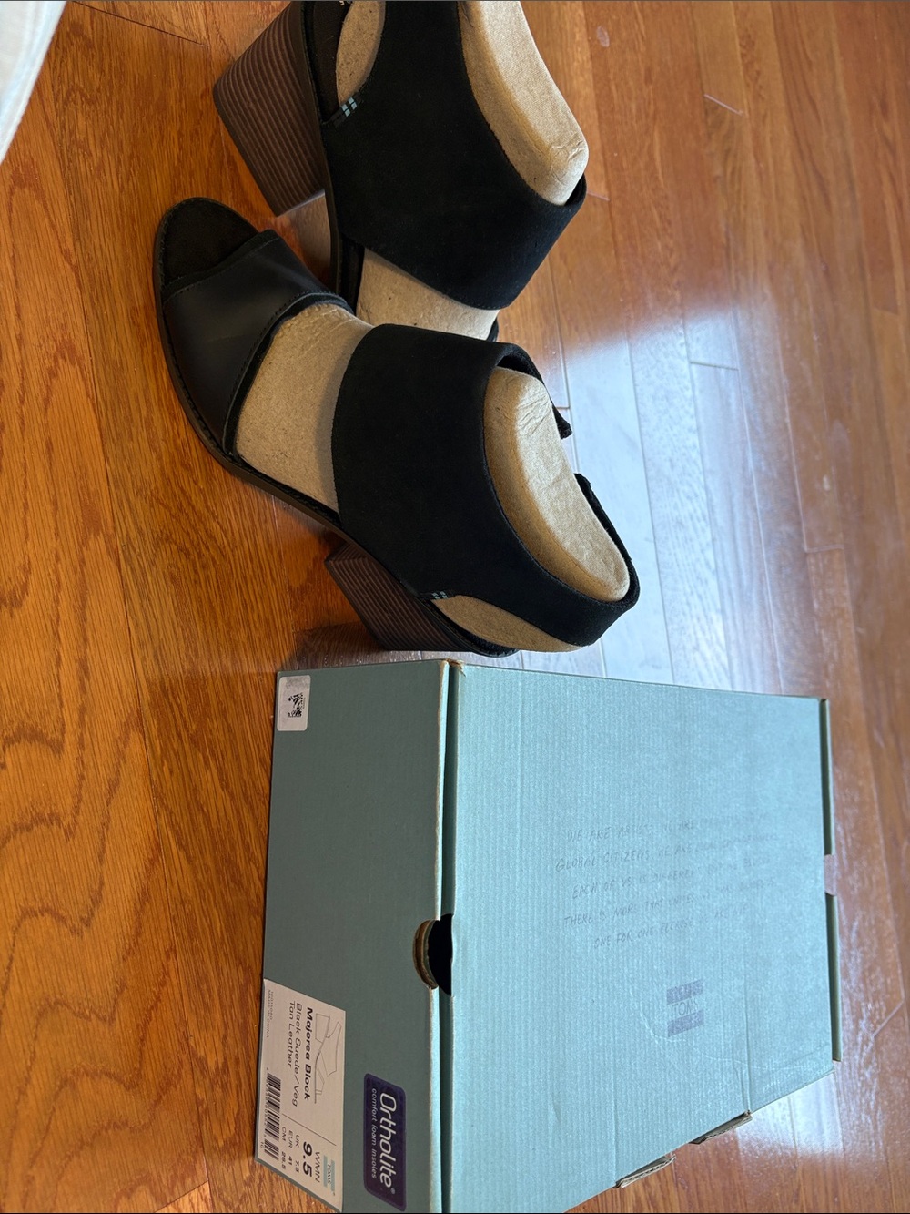 Toms Black Open-Toe Wedge Sandals